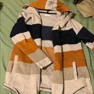 Maurices Striped hooded cardigan with pockets